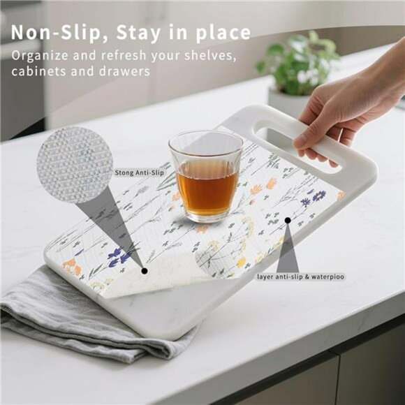 Non Slip Shelf Liner 12 x 118 Inch Waterproof Drawer Cabinet Liner Kitchen Mat - Picture 3 of 8